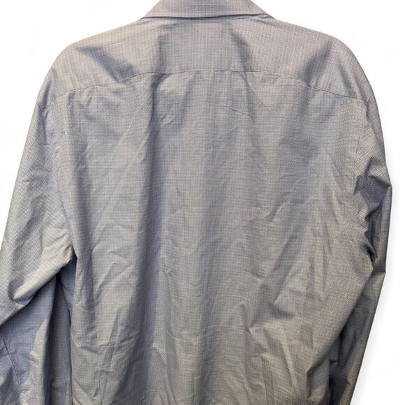 Kiton Men's Designer Button Down Check Blue White Shirt 18 x 45 - Picture 6 of 6